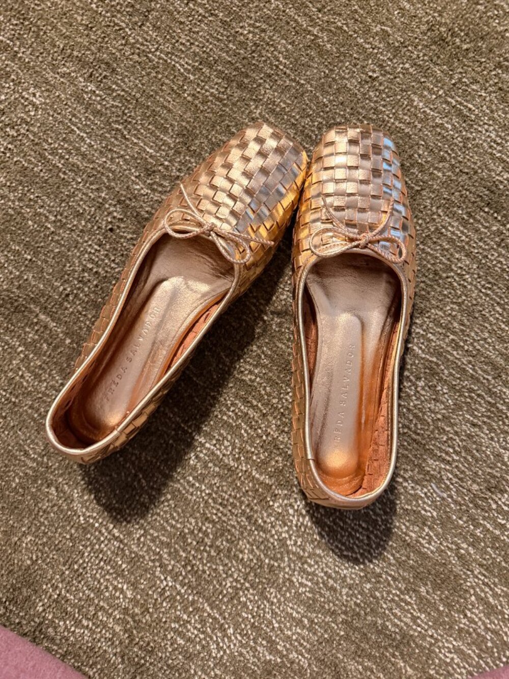 Jada Square Toe Ballet Flat in Gold